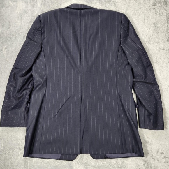 Hickey Freeman Blazer Mens 43 Long Loro‎ Piana Navy Blue Pinstripe Wool - Picture 9 of 16